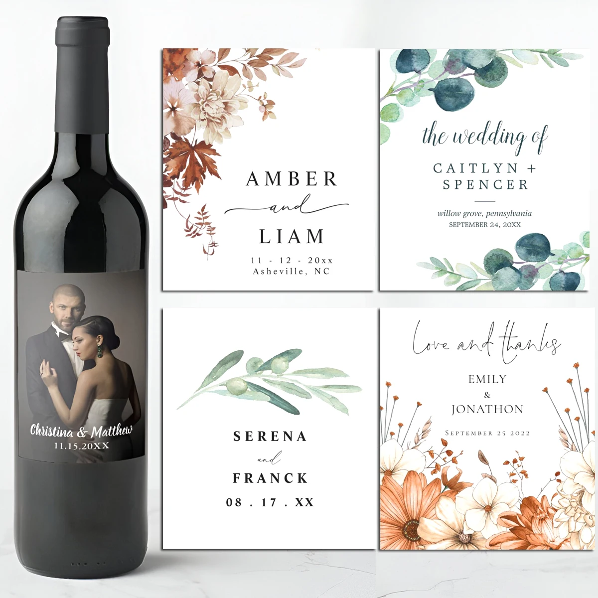 

8pcs Custom Wine Bottle Sticker, Personalized Wine Bottle Sticker for Wedding Engagement Birthday Party Graduation Bride Shower