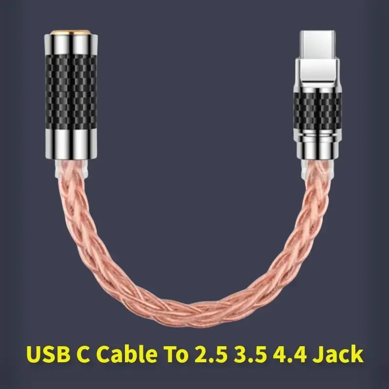 USB C Cable To 2.5 3.5 4.4 Jack Audio Cables Consumer Electronics High-end DAC Type-C Converters Male 2.5mm 3.5mm Female Adapter