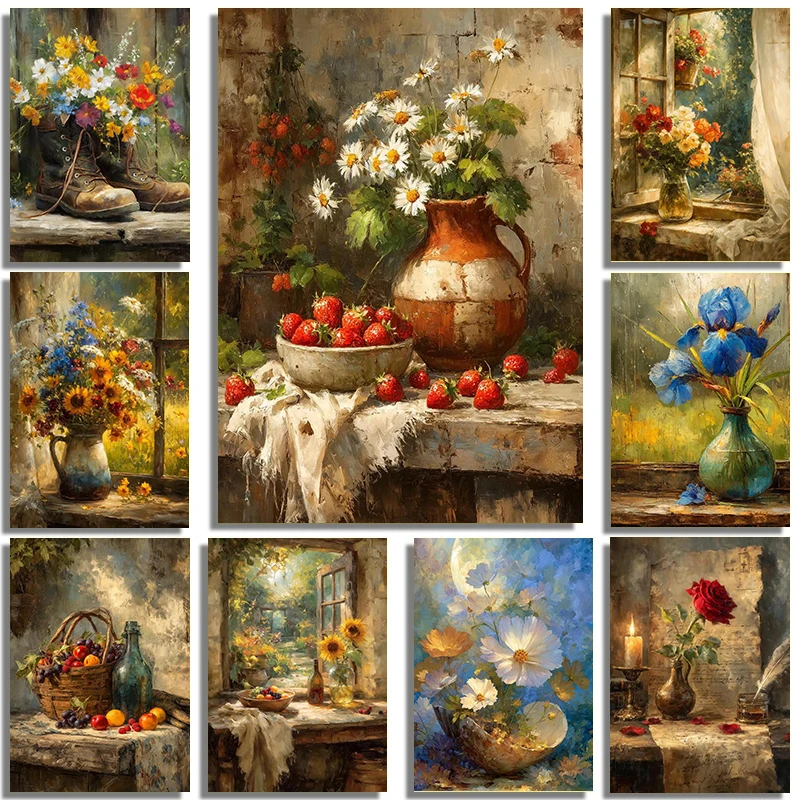 Agriculture Vertical Farming - Peinture à l'huile de nature morte,
