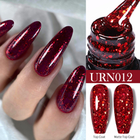 UR SUGAR 7.5ml Red Glitter Nail Gel Polish Summer Laser Silver Sequins Manicure Semi Permanent Soak Off Nail Art Gel Varnish