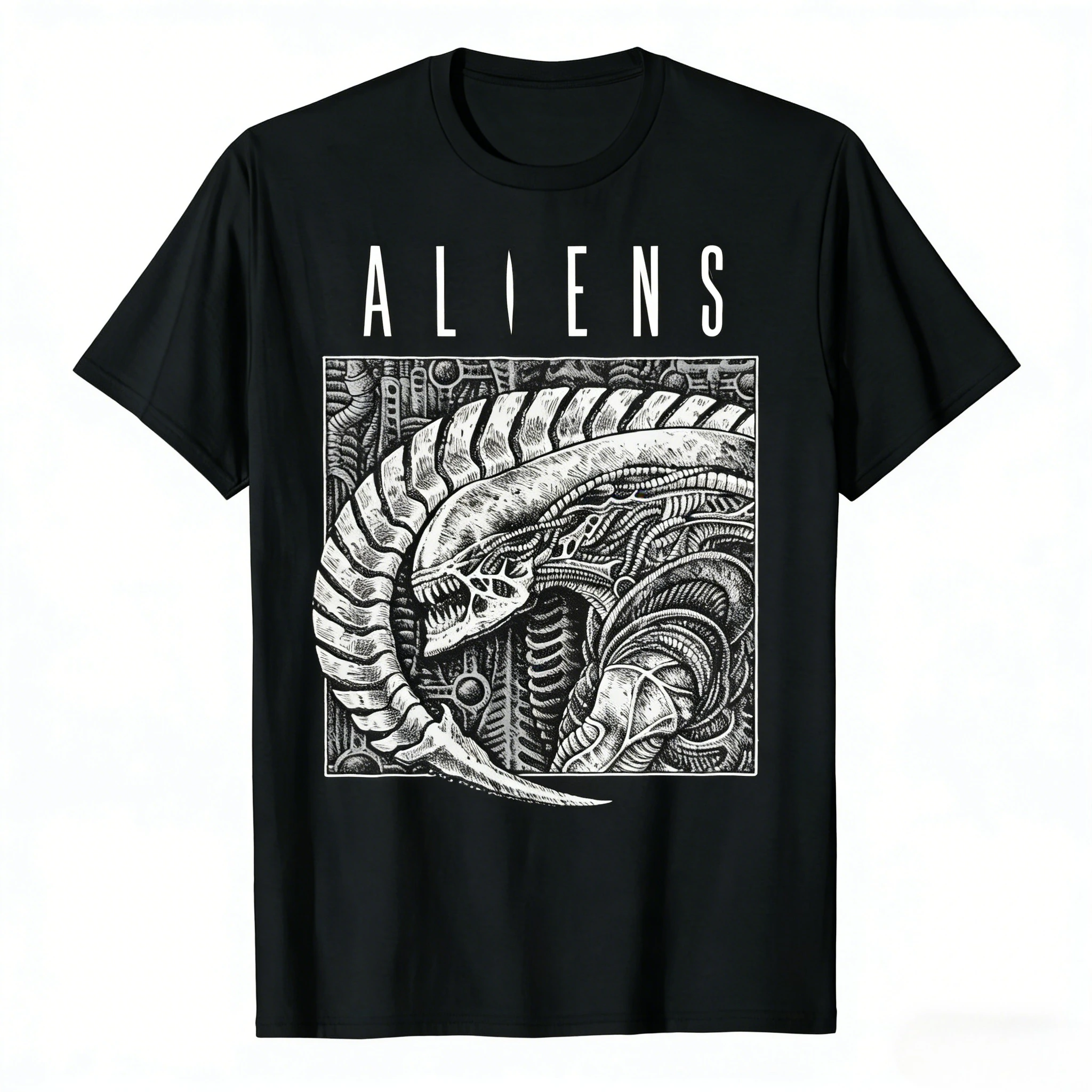 Camiseta masculina vintage dos anos 80 com estampa de ficção científica clássica Xenomorph Movie Fan H.R. Camiseta de manga curta com estampa Giger Xenomorph