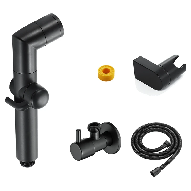 Bathroom Black Bidet Faucet Shower Tap Washer Mixer Corner Valve Bidet Faucets Toilet Hand Shower Sprayer Wall Mounted