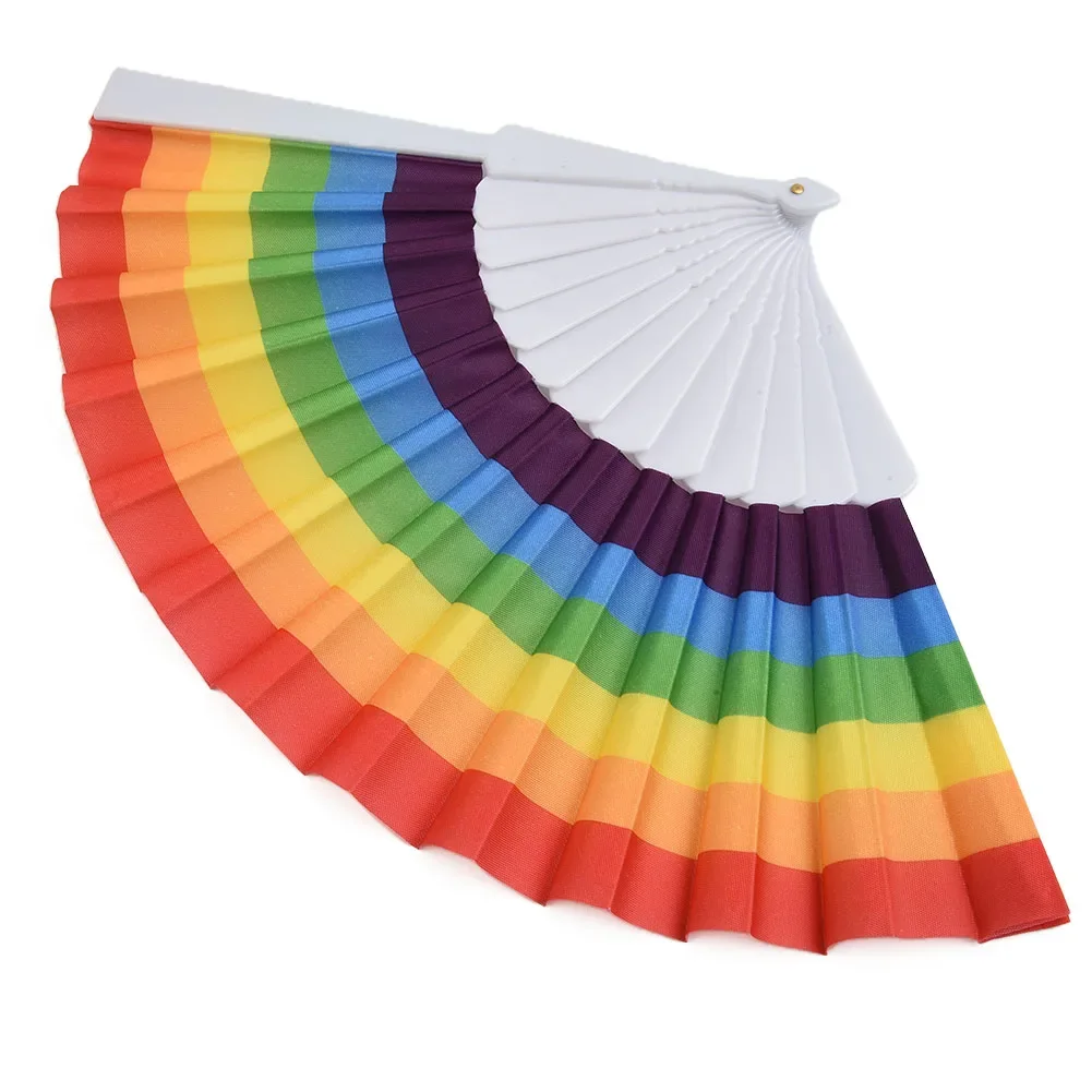 21/23cm Rainbow Folding Fan Folding Fan Manual Folding Fan Bamboo Fan For Party Decor Art Craft Fan Home Ornaments Gifts