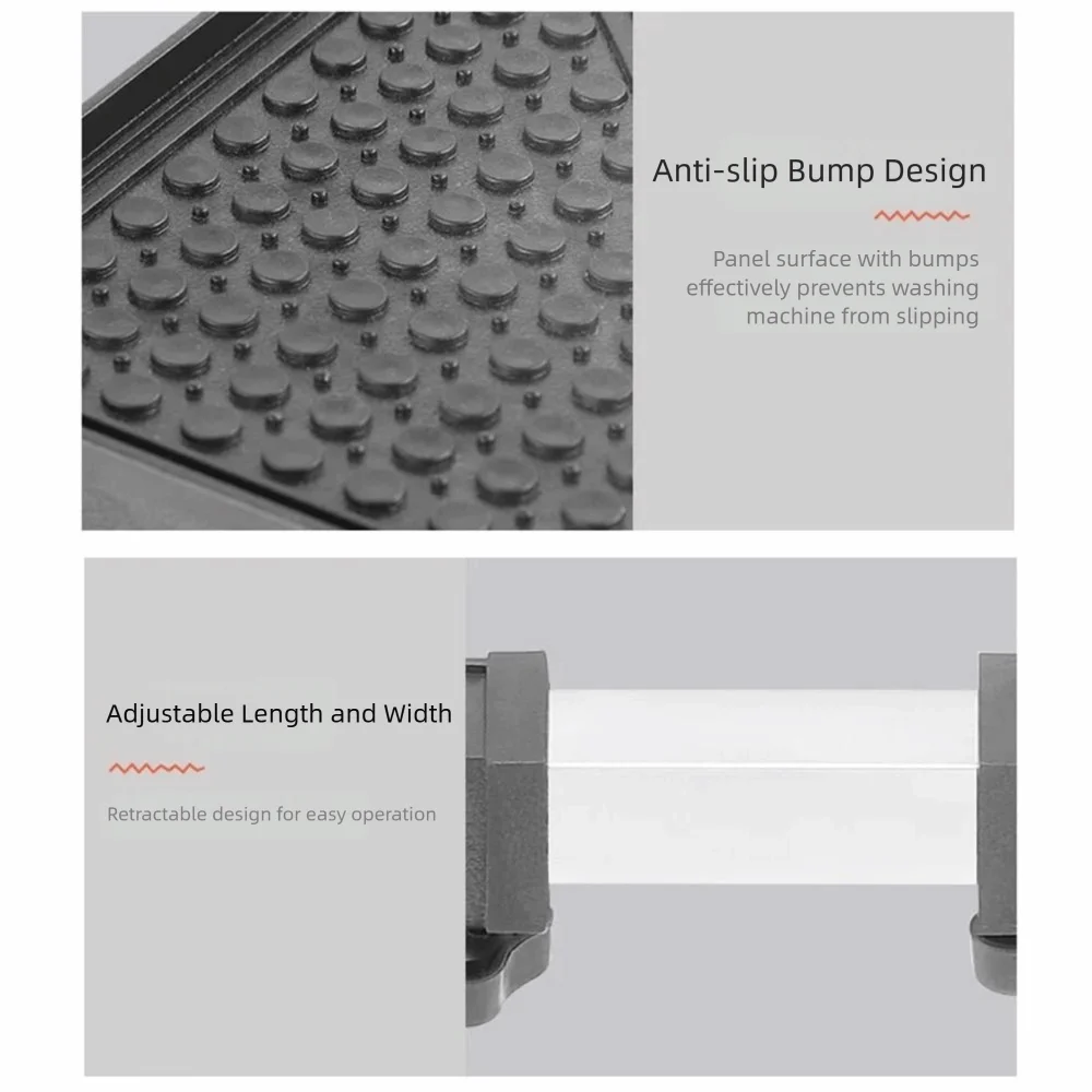 Adjustable Universal Wheel Mobile Rack 4 Locking Wheels Noise Reduction Washing Machine Holder Retractable Non-slip