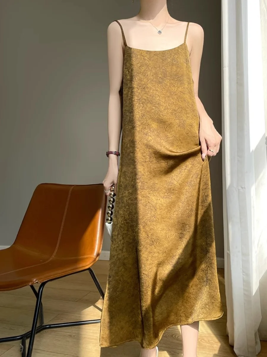 الراقية قزحي الألوان الرمال الحمضية الساتان طويل الدكتور المرأة قابل للتعديل نمط Cra Xiangyun الحرير الصينية الجديدة Sle قطعة واحدة D... #2