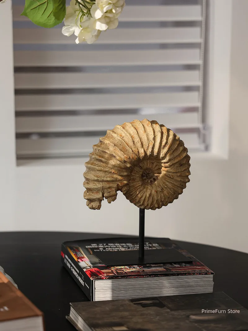 Vintage Replica Ammonite Fossil Shell Sculpture Entryway Desktop Living Room Decor