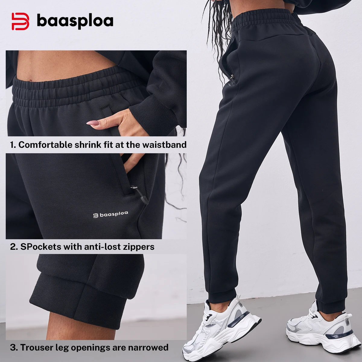 

Baasploa Women Breathable Sweatpants Casual Comfortable Soft Training Fitness Pants Female Cotton Sports Trousers