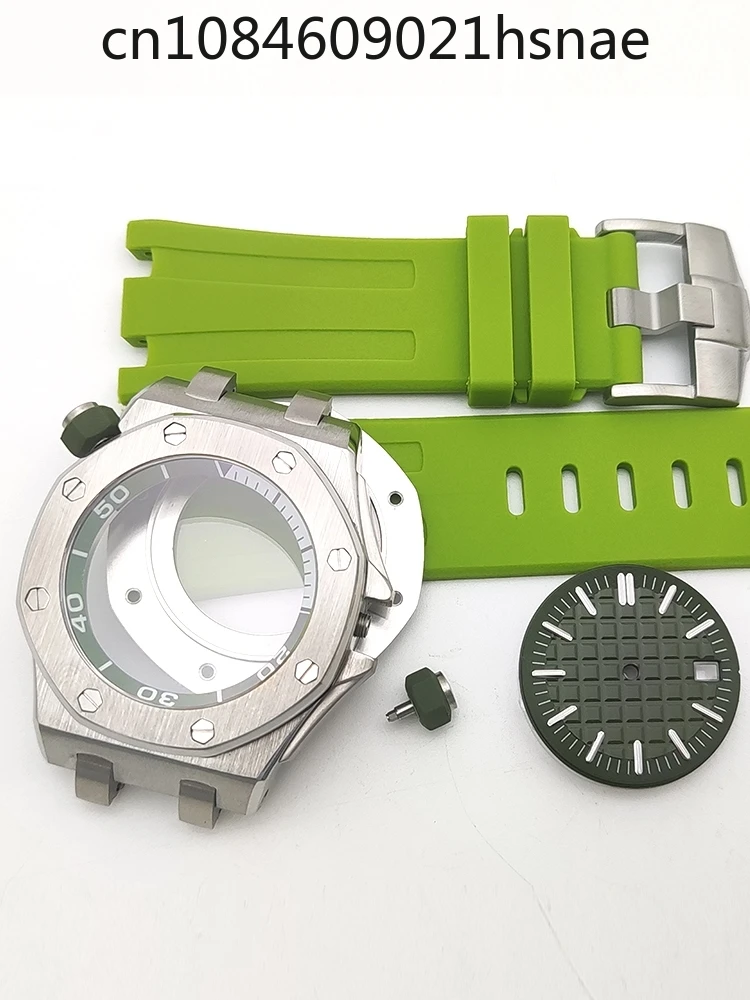 Watch Accessories Army Green 42MM Case Kit Sapphire Fits NH35 Movement