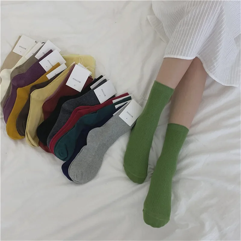 SP&CITY Harajuku Simple Solid Women\'s Warm Socks Women Winter Thick Soft Cotton Socks Keep Warm Striped Short Socks Ladies Sox