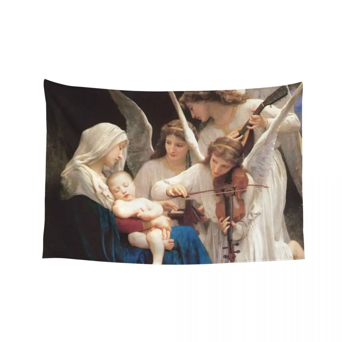 

Song of the Angels 1881 by French William-Adolphe Bouguereau Christian Art Virgin Mary and Child HD Tapestry