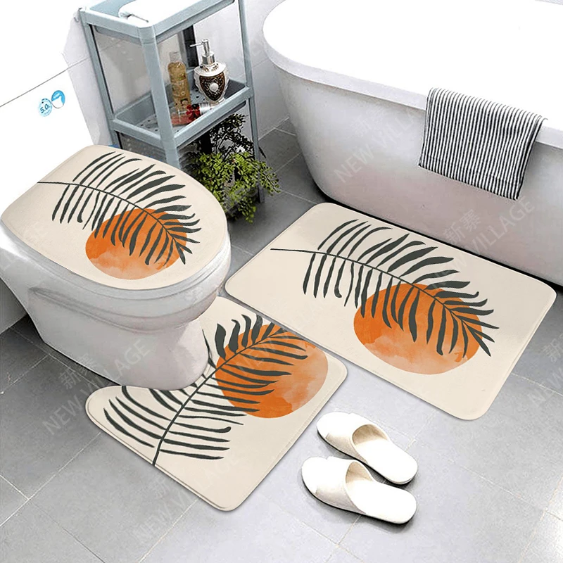 Anti-slip Bath Mat plant Bathroom Rug Shower Mat Decorative Absorbent Foot Mat Entrance Bathtub toilet rug boho Nordic leaf