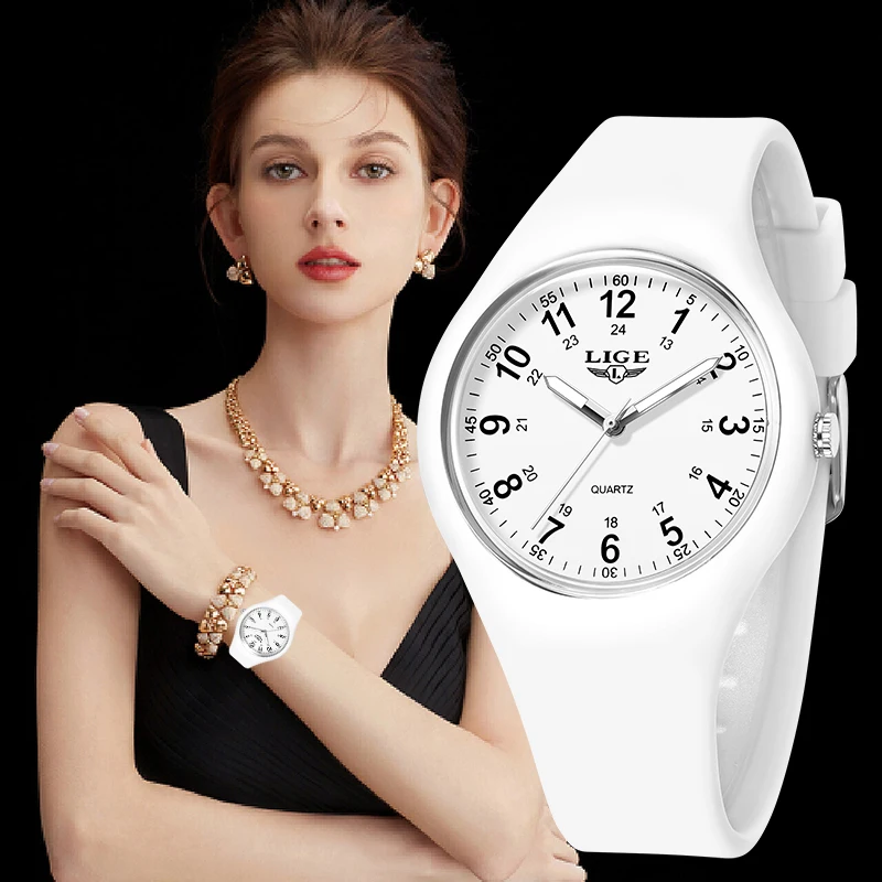

LIGE повседневные простые кварцевые женские часы, модные спортивные часы с силиконовым ремнем на открытом воздухе, водонепроницаемые часы для женщин, Reloj Hombre, женские подарки
