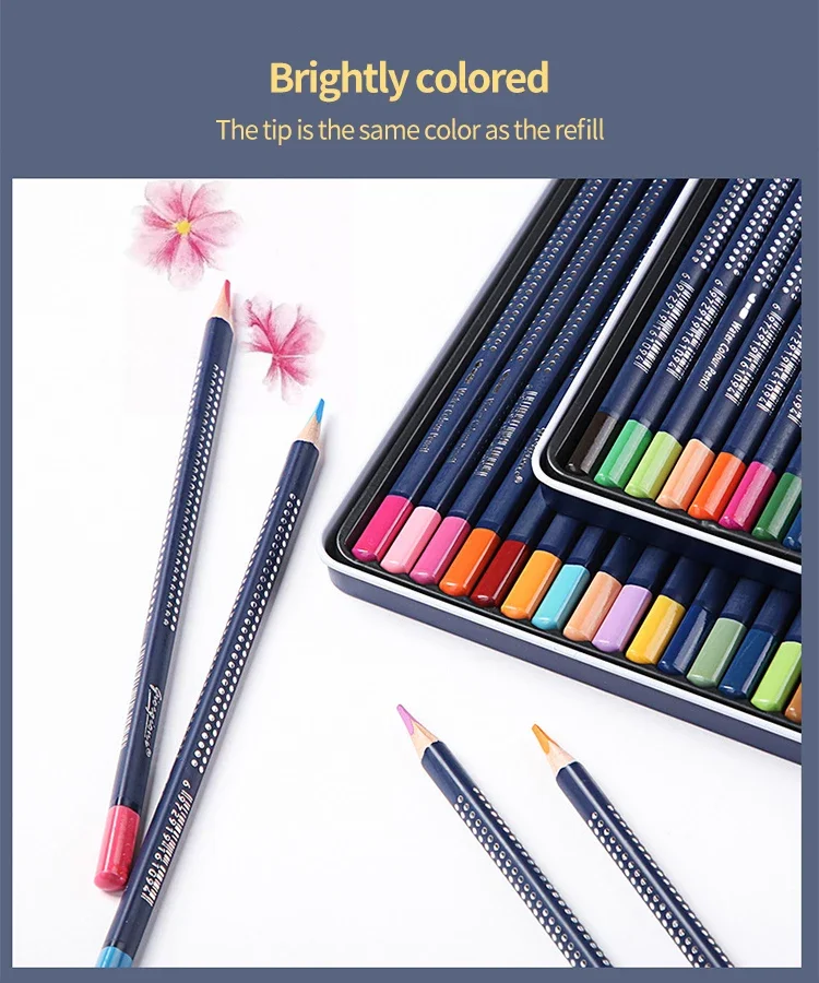 Professionelles Aquarellstift-Set 12/24/36/48/72/120 Farbige Wasserlösliche Zeichenstifte mit Feinem Pinsel Kunstbedarf – Detail 19