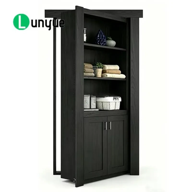 Multi Function Hidden Cabinet Door with Open Shelves and Hidden Storage for Laundry Room Organization Space Saving Wall