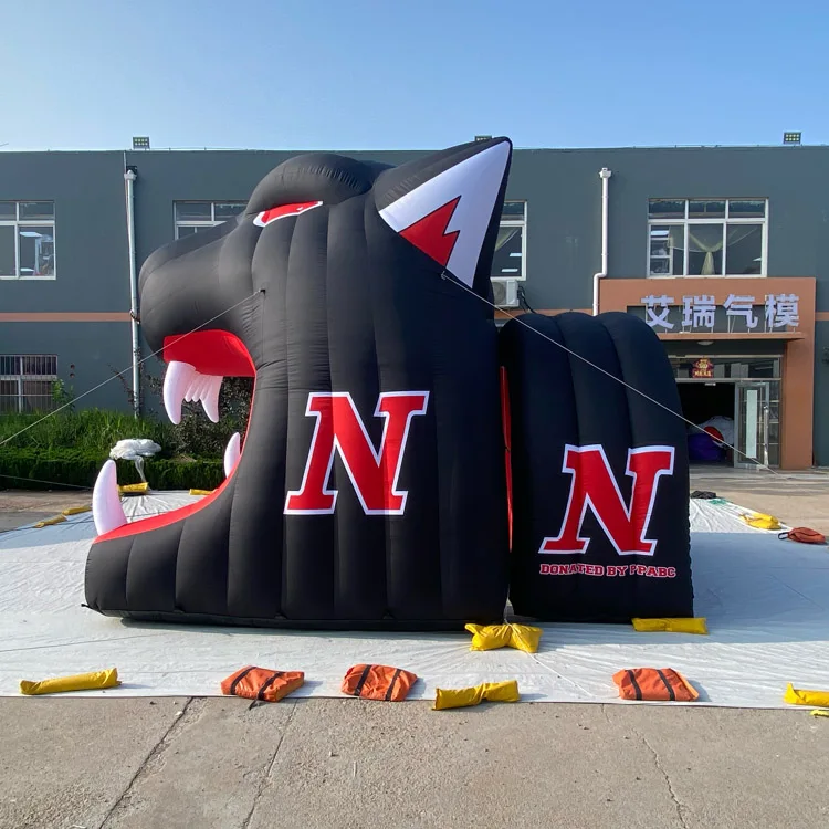 Custom Multi-Color Leopard Mascot Oxford/PVC Waterproof Durable Inflatable Football Tunnel Custom Logo for Outdoor Advertising