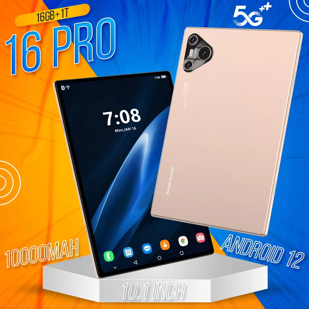 

New 16 Pro Original 4G 5G Dual Sim Tablet Android 12 System Tablet 10.1HD Screen Global Version 16GB+1TB 10000mAh Tab Tablets PC