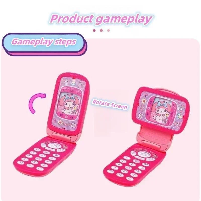 Sanrios Anime Kawaii moja melodia telefon do zabawy kreskówka Hellokittys wielofunkcyjny zabawka symulacyjna telefon komórkowy prezent urodzinowy