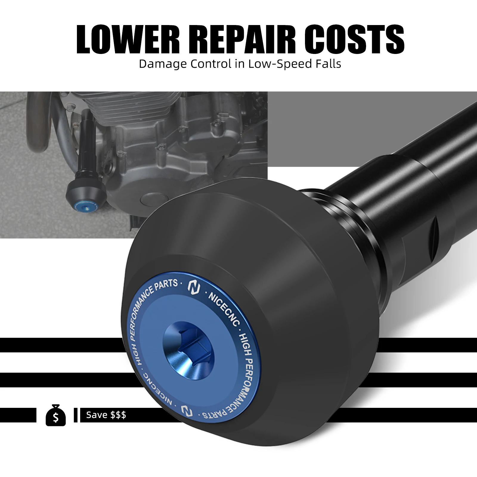 NICECNC For Suzuki DR650 DR 650 1996-2025 Frame Sliders Engine Guard Crash Protector Kit Fit Suzuki DR650 1996-2025 2024 2023