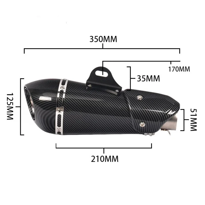 51mm Yoshimura α AT1 Carbon Fiber Motorcycle Exhaust Pipe With DB Killer for R3/25 Ninja250/300/400 K8 K9 ZX6/10R Z900 RC390 Etc