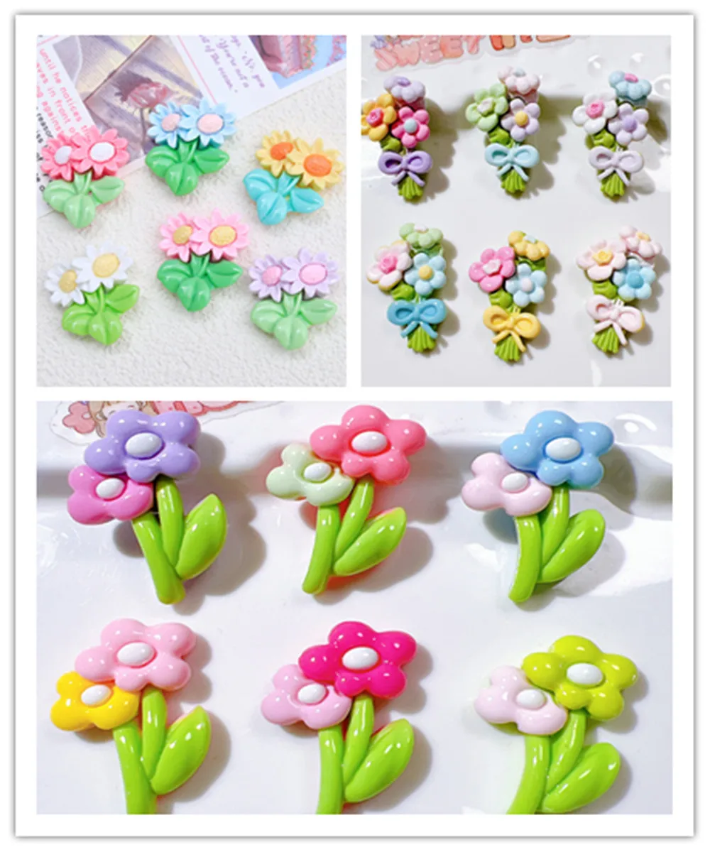 100pcs Kawaii Flatback Resin Simulation Flower Decoration Crafts Scrapbooking DIY Accessories