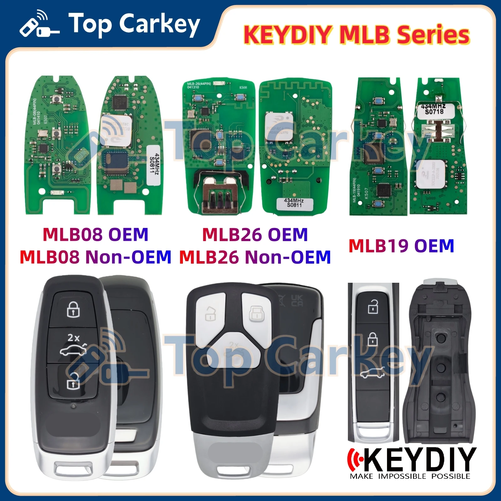 KEYDIY KD MLB08 MLB26 MLB19 Universal Key PCB 434MHz for Audi A4 A6 A8 Q5 Q7 Pors Macan Cayenne Panamera 911