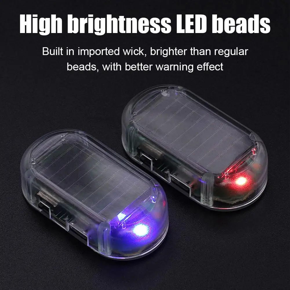 Solar Car Alarm LED Light Anti Theft Solar Power Simulated Dummy Alarm Warning Caution Flashing Imitation Car Alarm Light 1PC