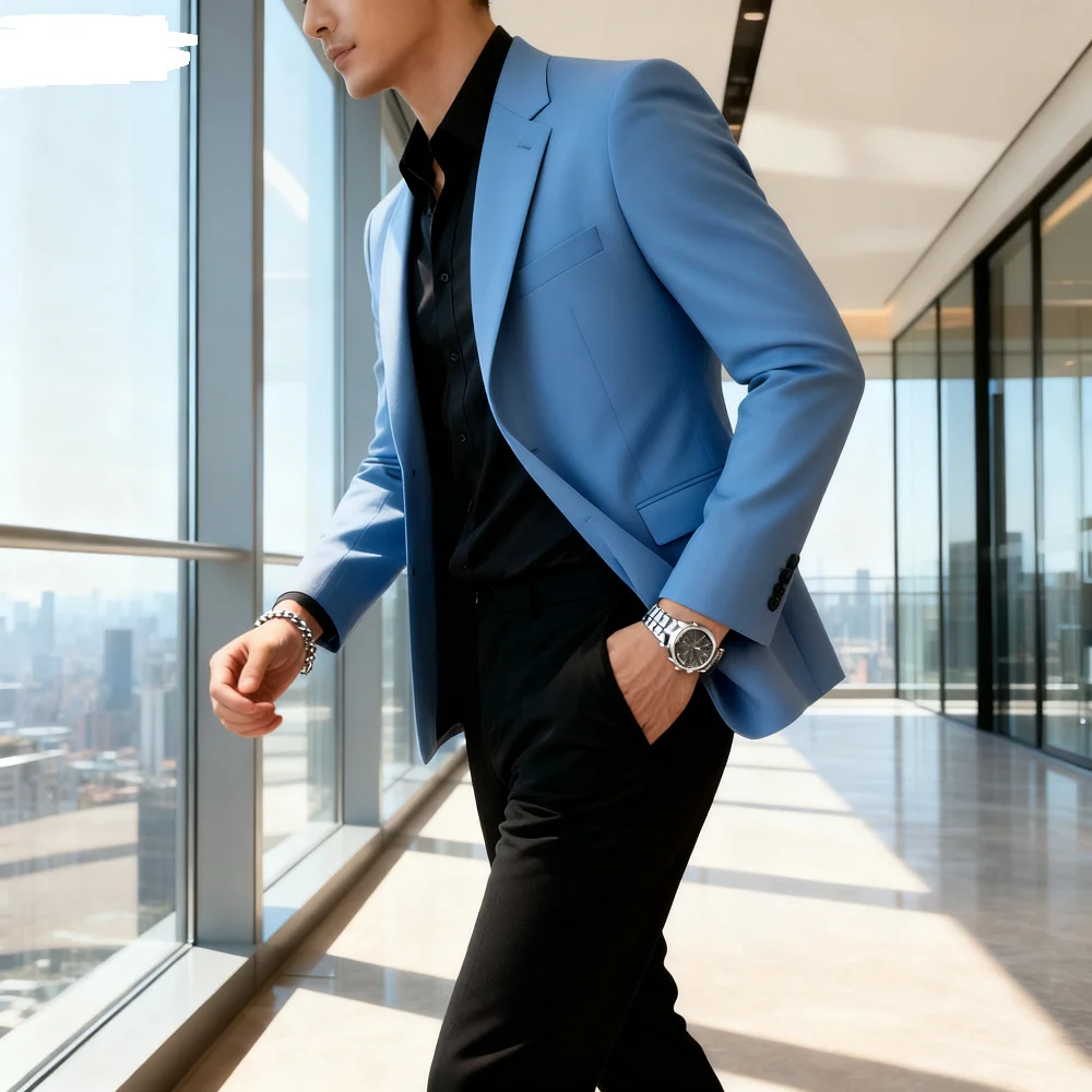 سترة عمل مزدوجة الصدر سترة جديدة بأكمام طويلة وطول عادي سترة قابلة للتمدد 3XL ملابس عمل احترافية