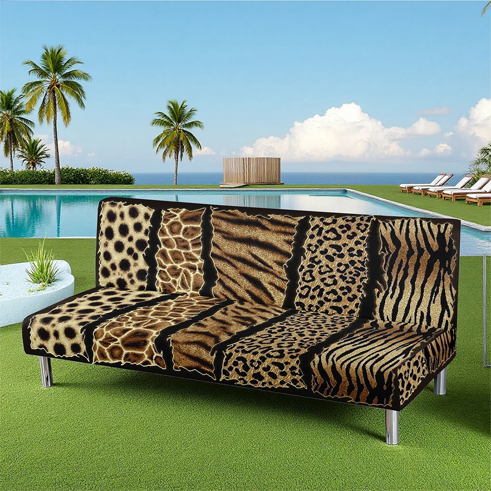 Animal Print Summer Outdoor Sofa Bed Cover, Leopard & Tiger Pattern, Stretchable Milk Silk, Pet - Friendly