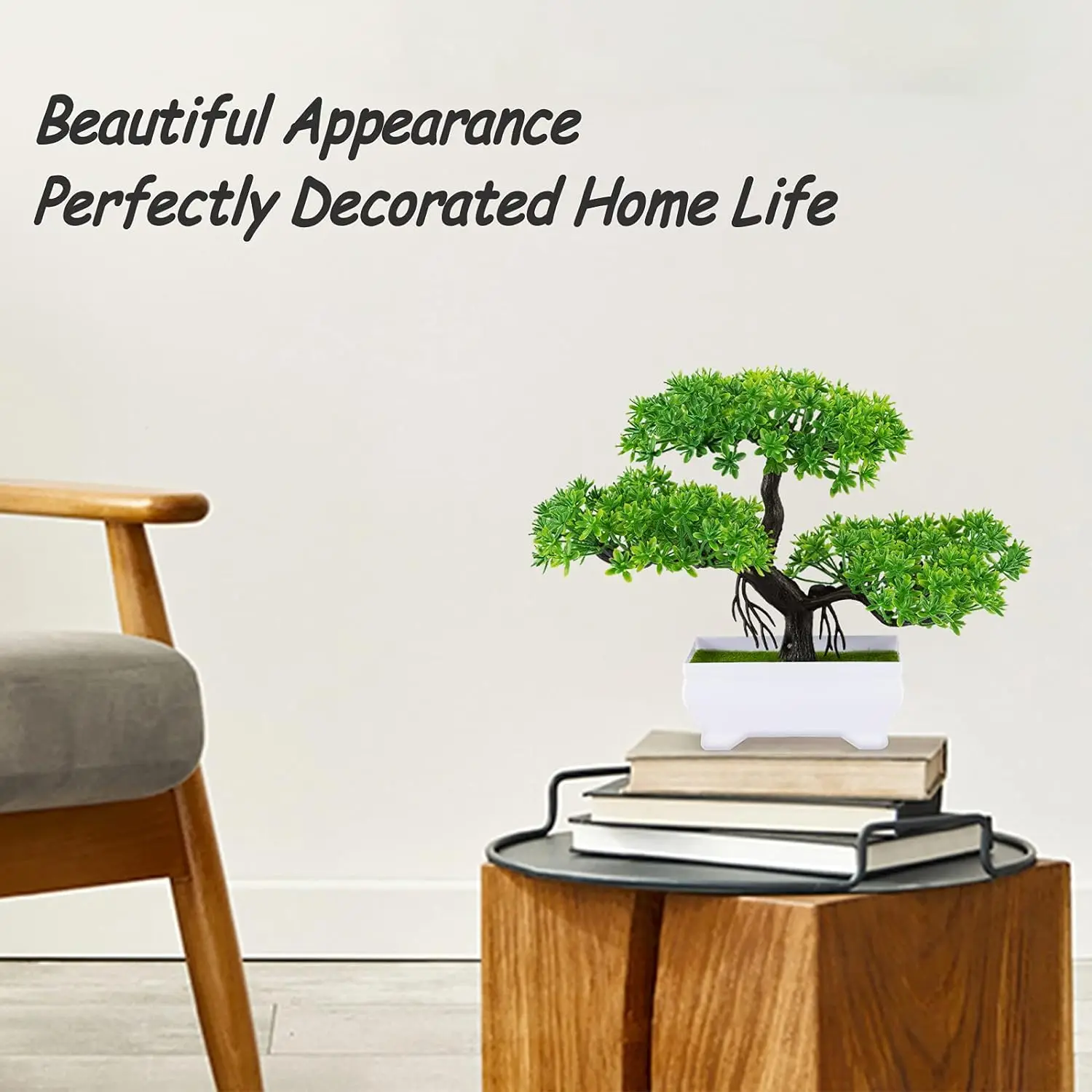 1 Stücke Grüne Künstliche Pflanzen Bonsai Kunststoff Baum Gefälschte Blume für Zuhause Schlafzimmer Dekor Tisch Garten Dekoration Outdoor Ornament – Detail 5