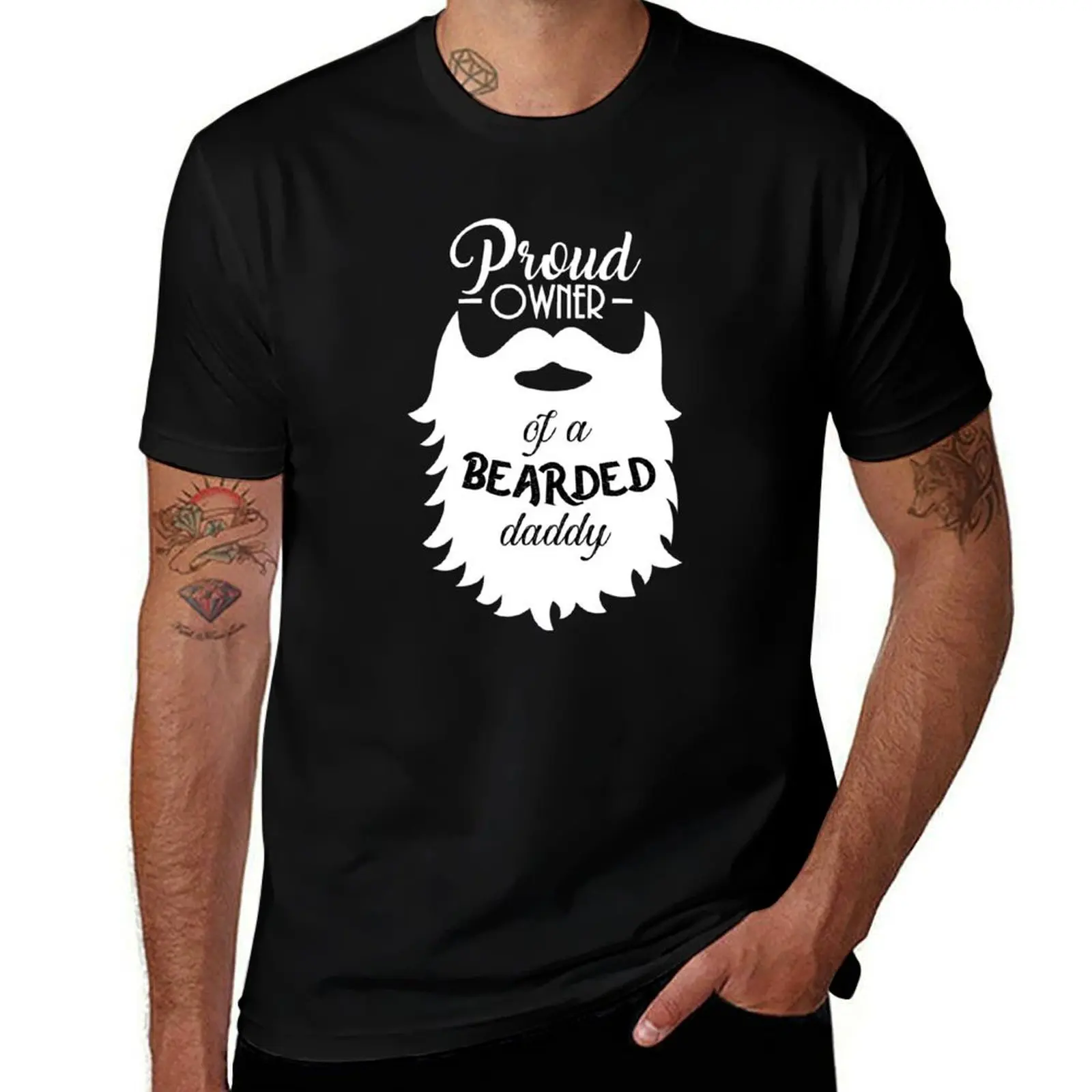Proud Owner Of A Bearded Dad T-Shirt Daily Casual Short Sleeve Tee Shirt
