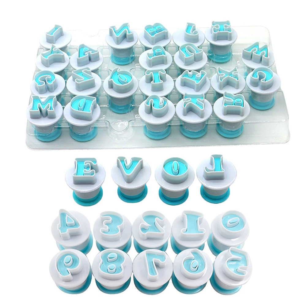 

36 pcs ABS Cake Molds 0-9 Number Plunger Embossed Biscuit Reusable Cookie Dough Sugar Paste Petal Craft Clays Decoration