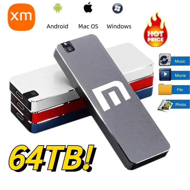 Портативный SSD 1 Тб внешний SSD Type-C USB 3,1 ssd 500 ГБ 2 ТБ 4 ТБ 8 ТБ твердотельный накопитель мобильные жесткие диски для Xiaomi для ноутбуков