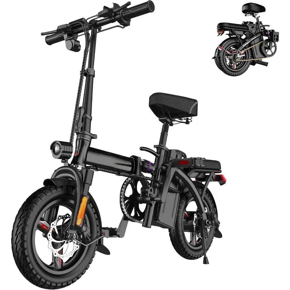 

Ebikes for Adults, 14” Tire, 48V 15AH Removable Battery for Electric Bike, City Commuter, Foldable Adult Electric Bicycles