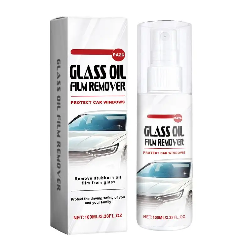 Car Glass Oil Film Cleaner 100ml Powerful Oil Film Remover Window Cleaning Spray Glass Degreaser For Remove Oil & Water Stains