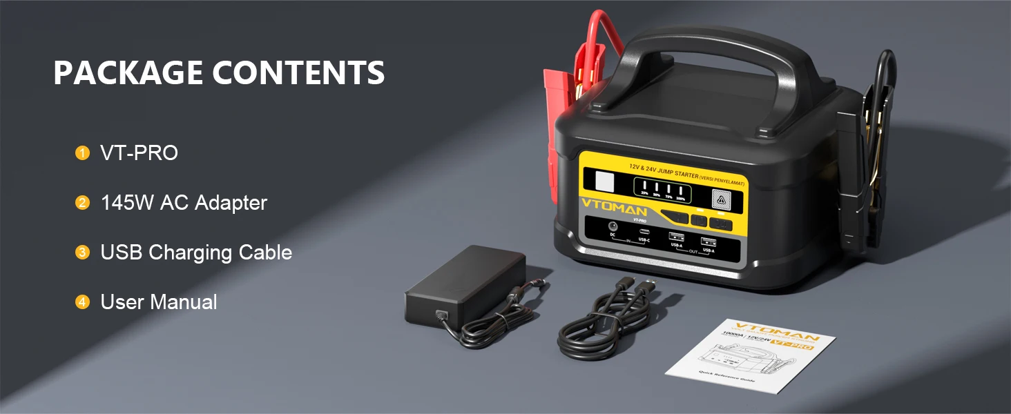 VTOMAN VT-PRO 10000A Auto-Starthilfegerät 58800mAh Tragbares Starthilfegerät Power Pack für Alle Benzin- und Diesel-Fahrzeuge, 12V/24V Starthilfegerät – Detail 13