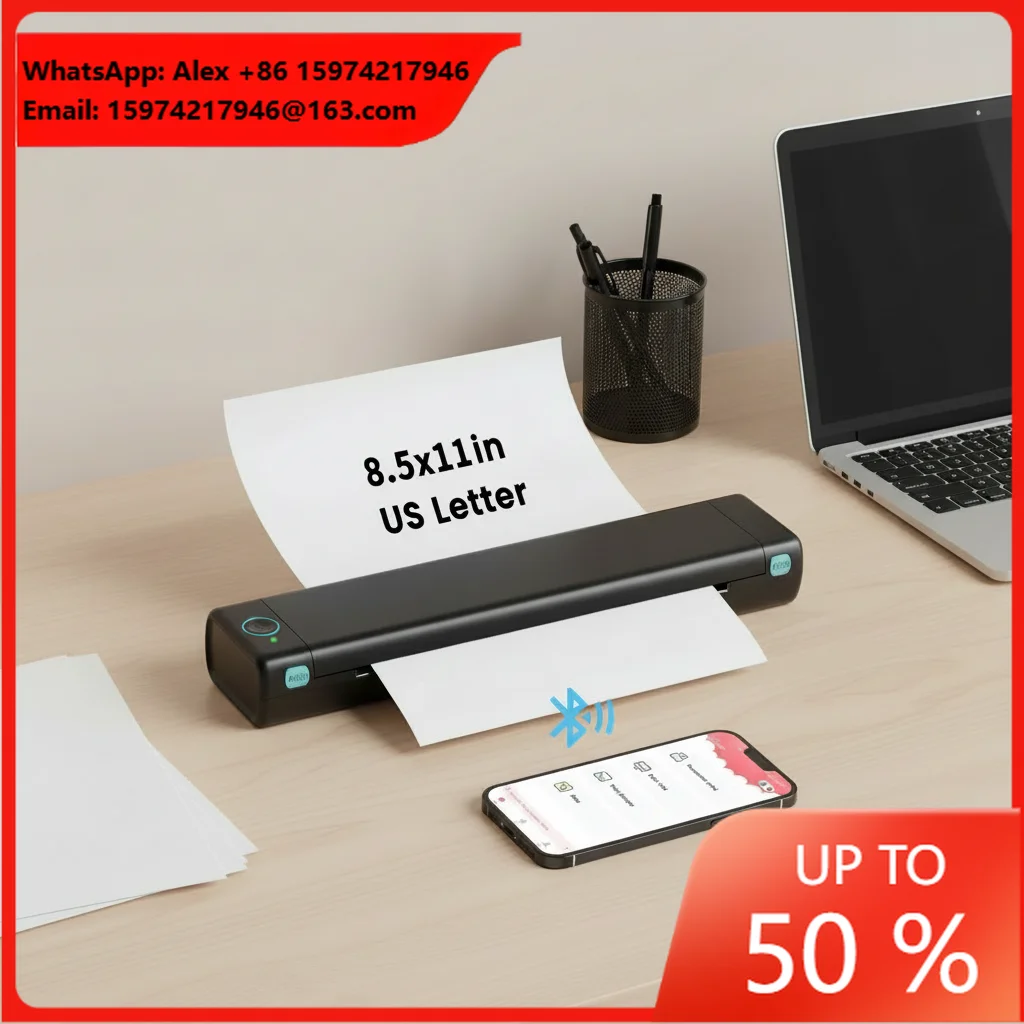 Phomemo M08F A4 Portable Printer, Wireless Inkless Thermal Printer For Mobile Travel, Tattoo Transfer & Home Office, Bluetooth