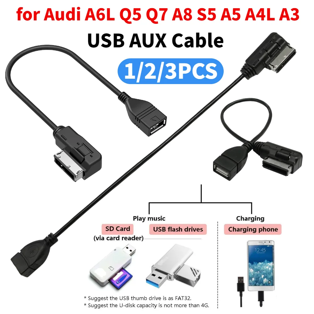 1-3 قطعة AMI MMI USB كابل مساعد الموسيقى MDI MMI AMI إلى USB أنثى واجهة USB Aux مهائي كابلات لأودي A6L Q5 Q7 A8 S5 A5 A4L A3 #1