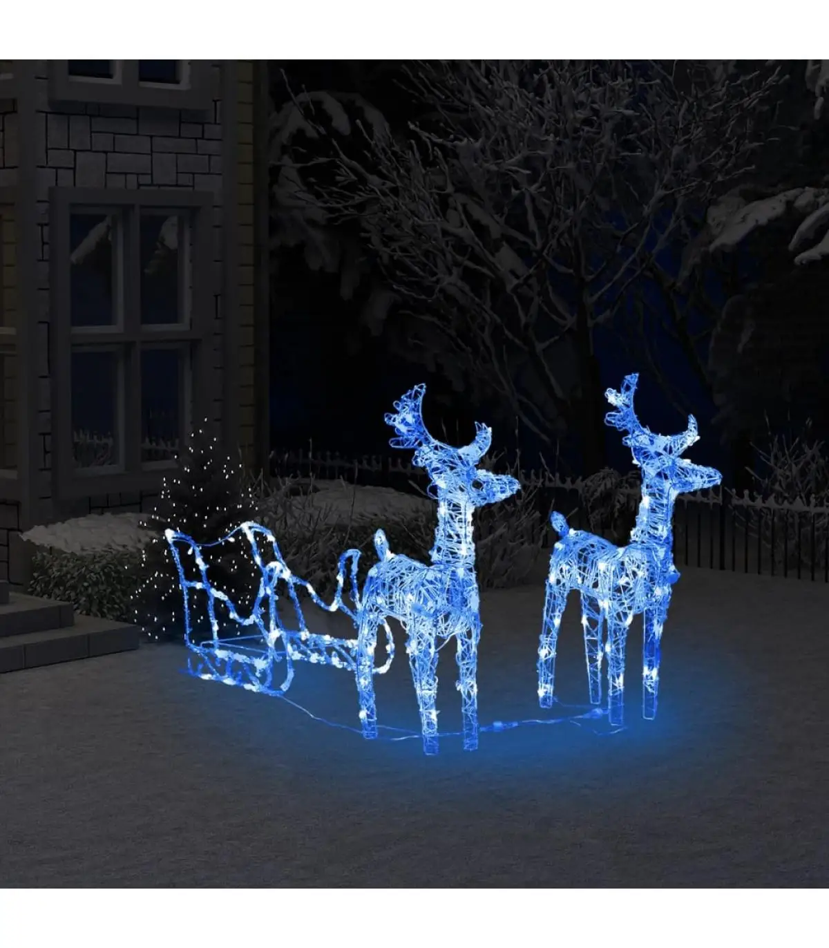 Christmas lights reindeer and sleigh Christmas ornament 160 acrylic LEDs 130 cm