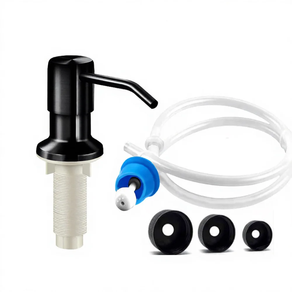 Stainless Steel Sink Soap Dispenser Press Pump Head With Extension Tube Kitchen Countertop Liquid Cleaning Accessory