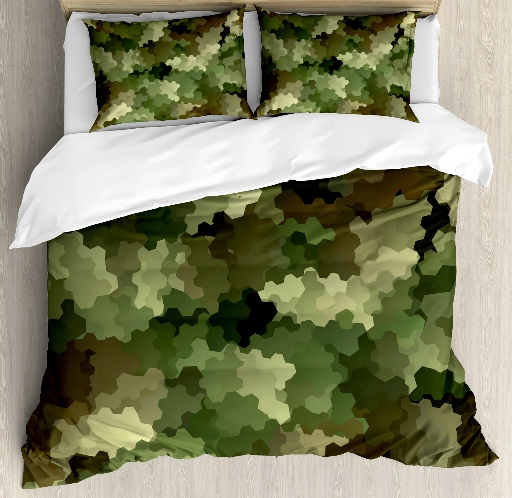 

Camouflage Duvet Cover Set, Abstract Soft Colors Pattern Decorative 3 Piece Bedding Set with 2 Pillow Sham, Twin King Full Size