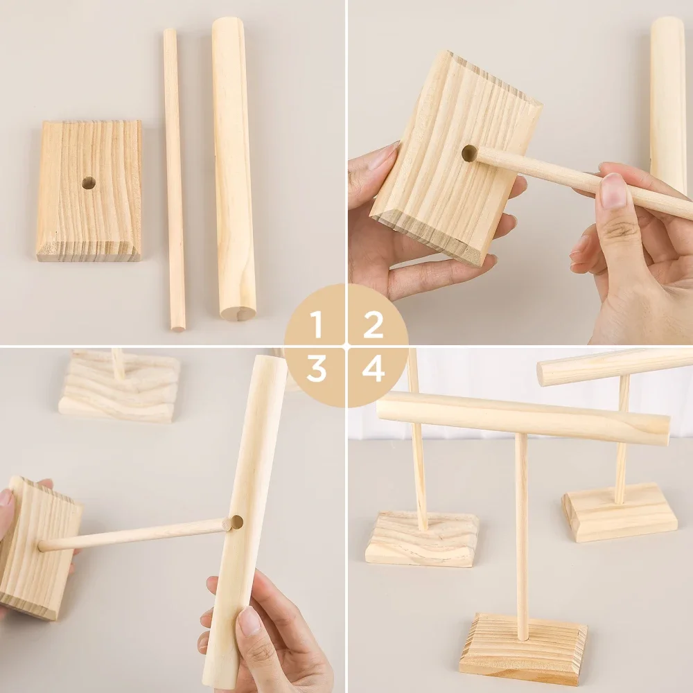 Présentoir de bijoux en bois dur, chaîne de Bracelet, barre en T, présentoir pour Bracelet, montre, collier, support d'organisation à domicile, vitrine