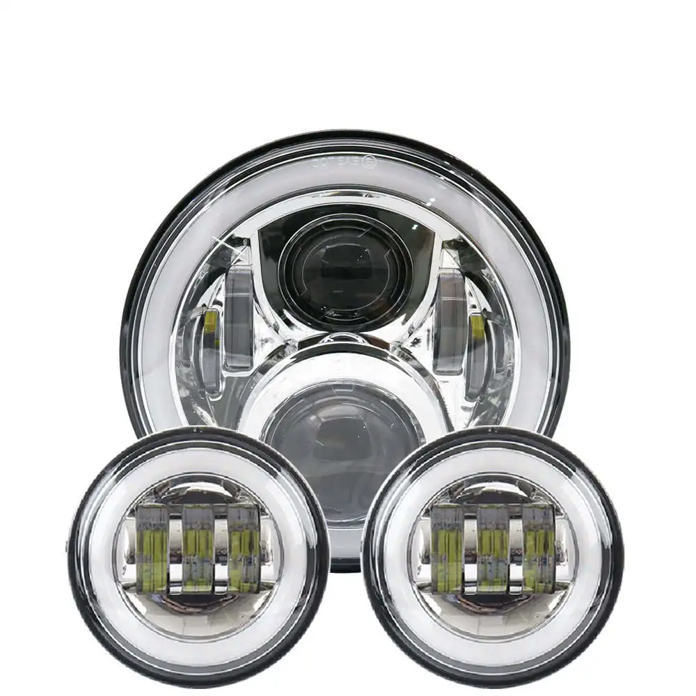 

Серебряный для Harley Davidson Electra Glide Softail Fat Boy Touring 7-дюймовая фонарь с 4,5 дюймовыми противотуманными фарами для мотоцикла