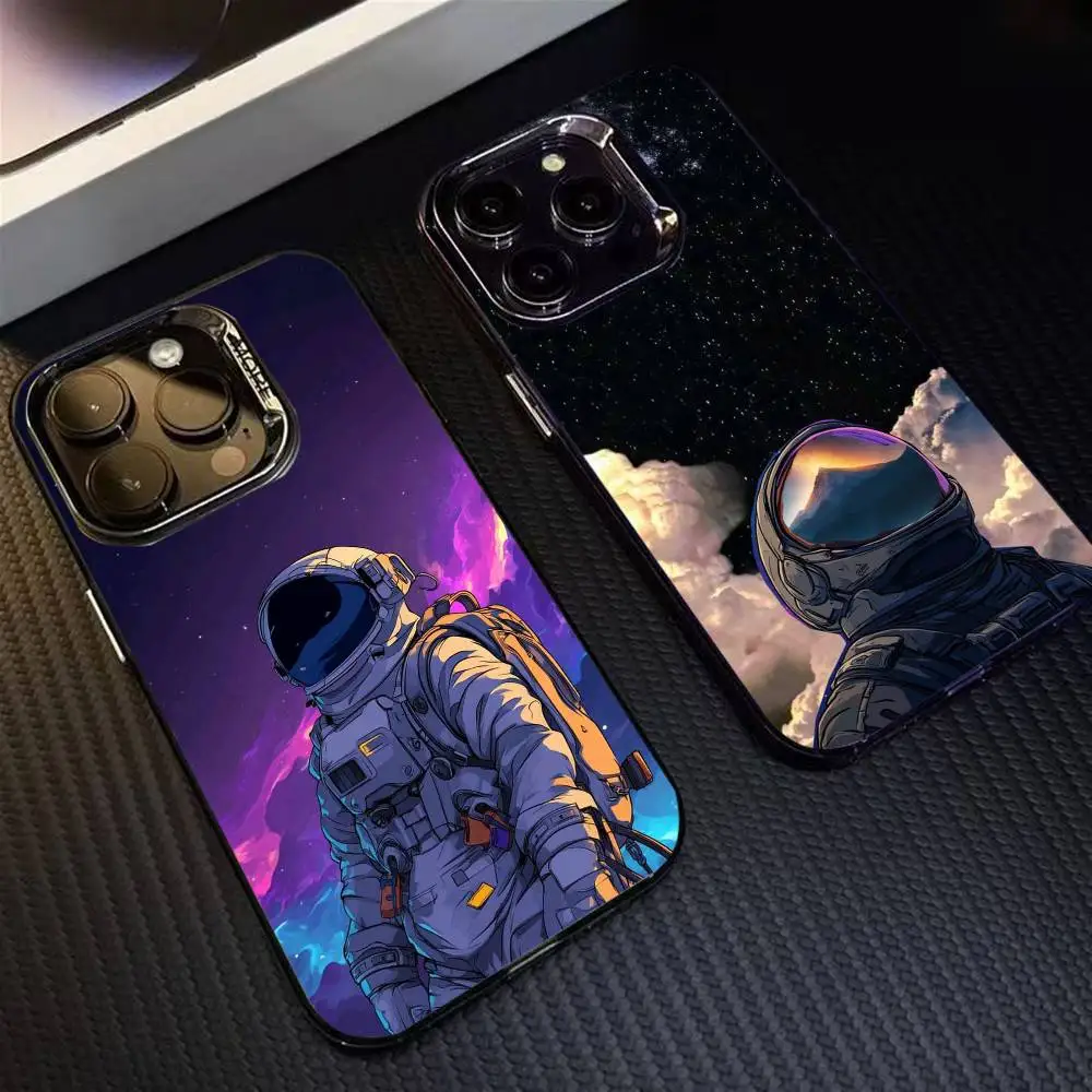 

Astronaut Phone Case For iPhone 16 17 15 14 12 13 Pro Max Black Color Shockproof Cover