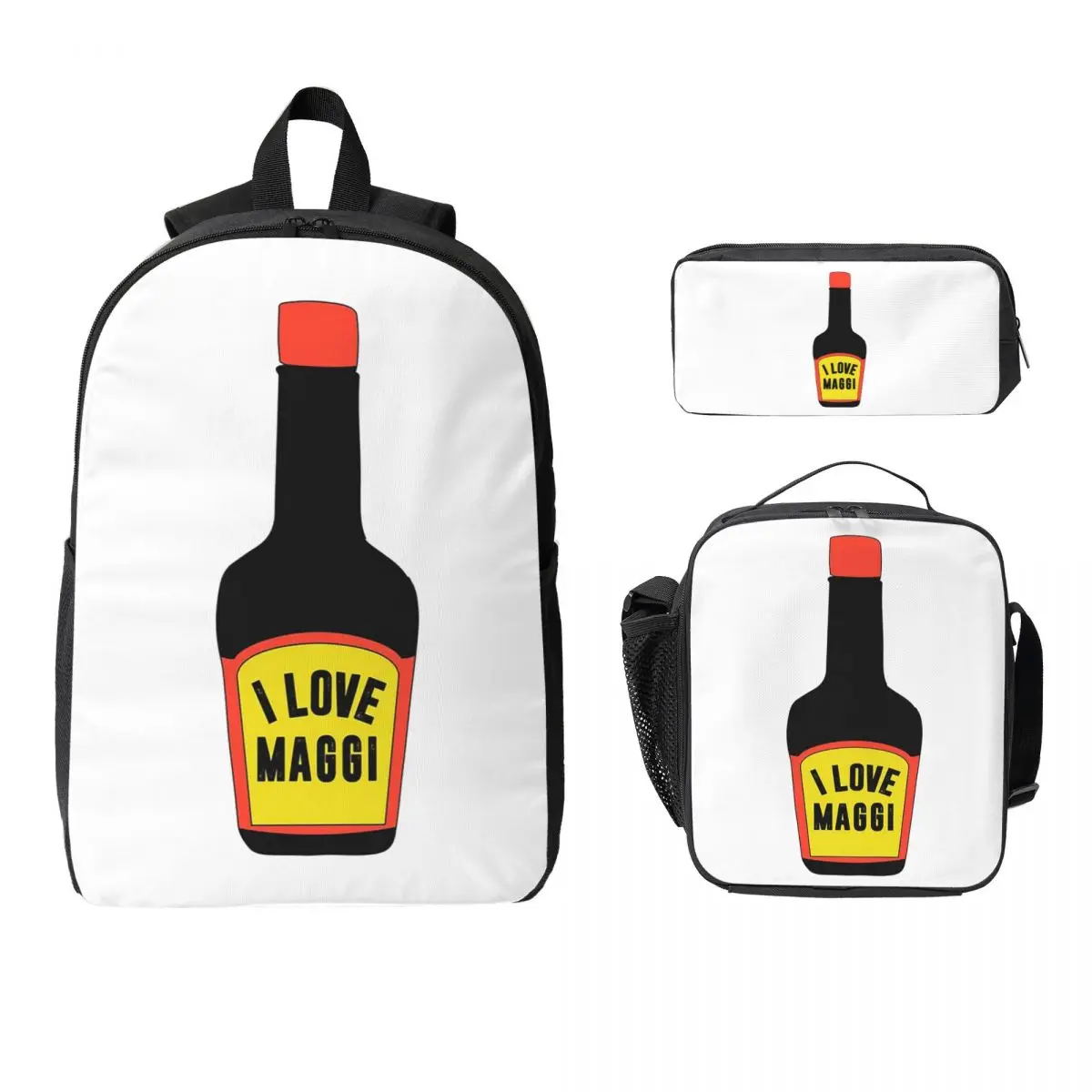 

Maggi Auf Alles Backpack Student Boys Girls BookBag School Bag Laptop Shoulder Bags 3ps Insulated Lunch Bag Pencil Case
