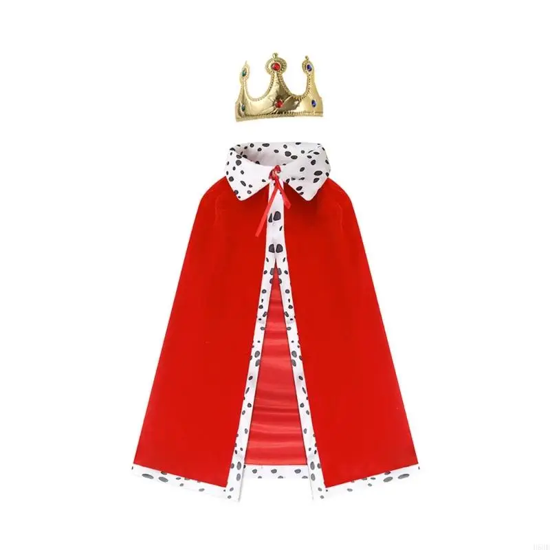 H58E King Cape King verkleedkostuum voor Kid Adult Halloween, Cosplay, Stage Show