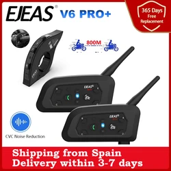 EJEAS V6 PRO+ Motorradhelm-Gegensprechanlage, Bluetooth-Headset, unterstützt EUC, CVC, Rauschunterdrückung, wasserdicht, IP67, Standby-Zeit 260 Stunden