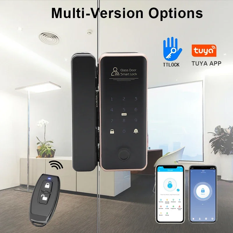 TTlock Tuya App Fingerprint Smart Glass Door Lock with Keys Intelligent Biometric Digital Doorlock for Sliding Glass Door