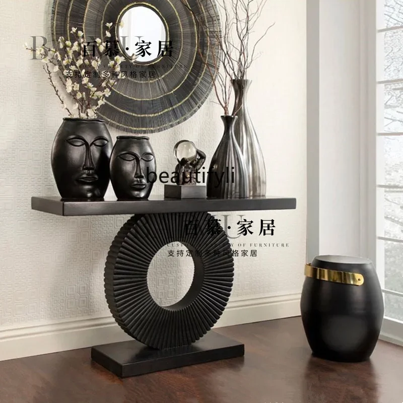 ss8350 French retro creative solid wood entrance table living room against the wall entrance platform corridor aisle decorative