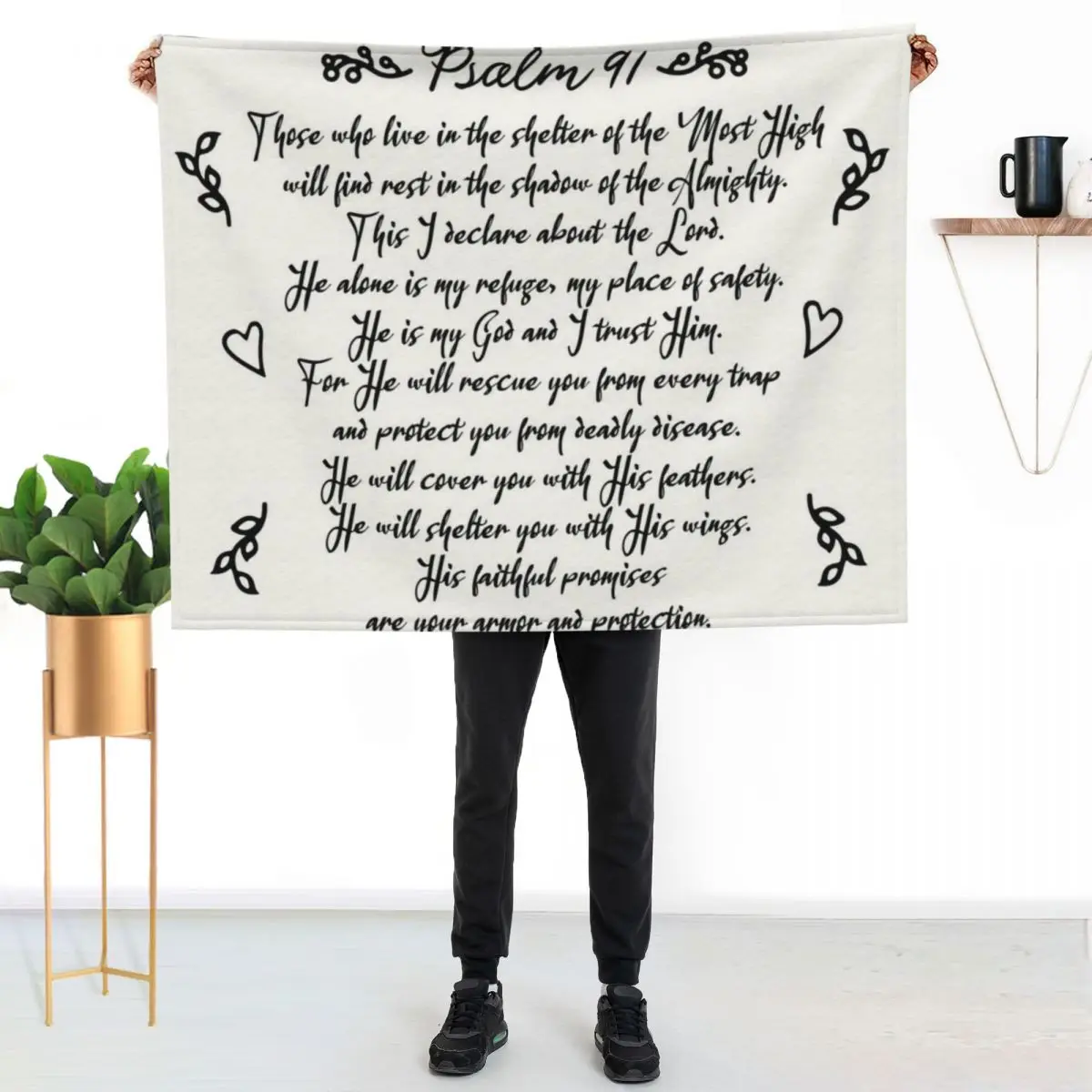 

Psalm 91 | Christian Inspirational Bible Verse Decorative Handwriting Throw Blanket