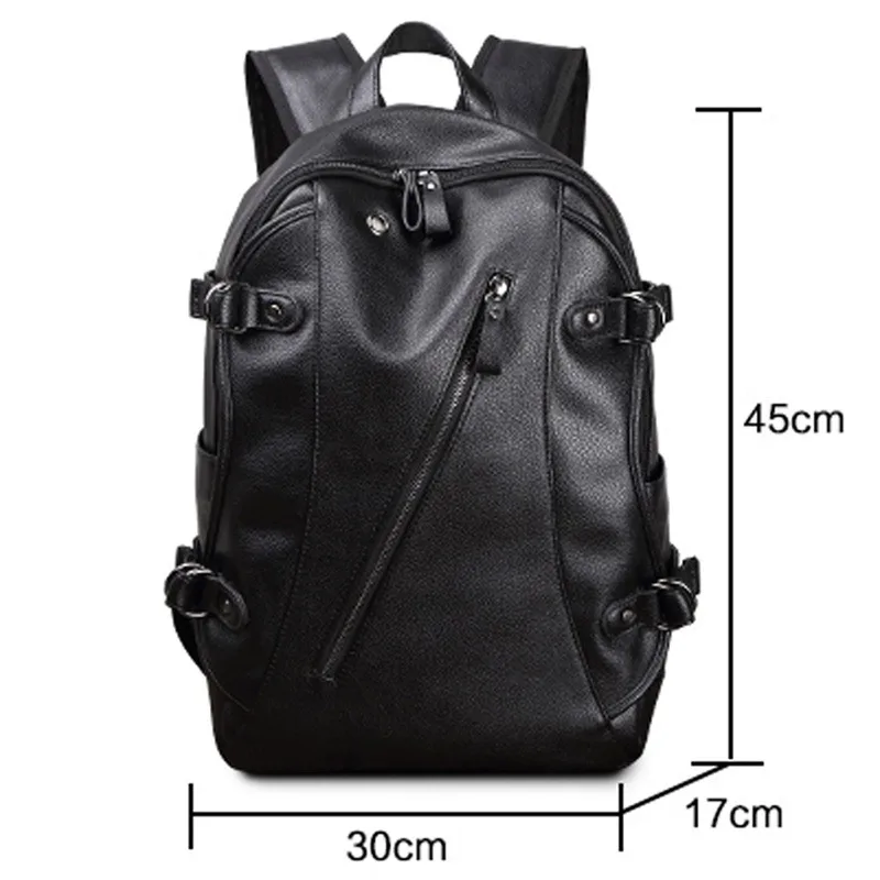 Backpack Men External Usb Charge Waterproof Backpack Fashion Pu Leather Travel Bag Casual School Bag Leather Bookbag